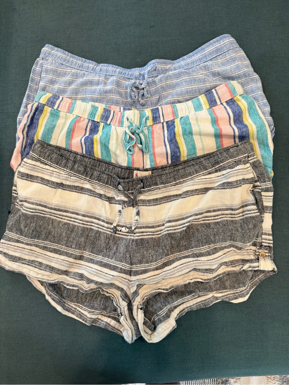 SO Striped Casual Women’s Shorts - Blue, Multicolor & Gray